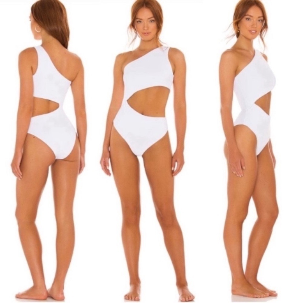 Beach Riot White One-Shoulder Ribbed One-Piece Swimsuit - Picture 14 of 14
